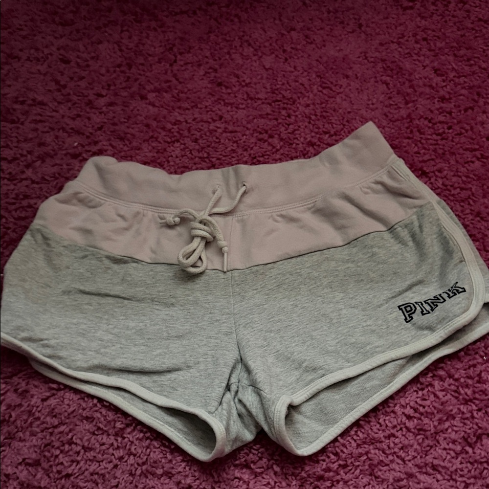PINK Victoria's Secret Light Pink Lounge Shorts with Gray Trim